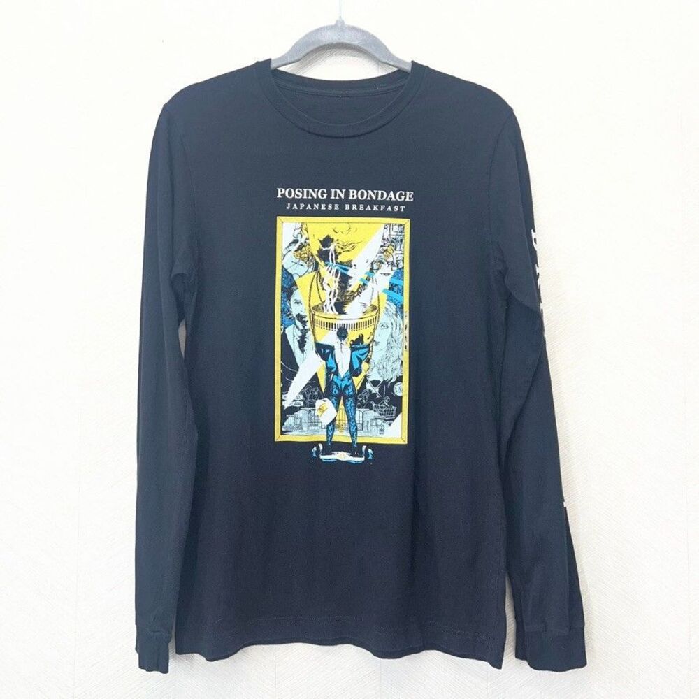 Japanese Breakfast Posing in Bondange Long Sleeve Graphic Black T-Shirt Mens M - Picture 5 of 7